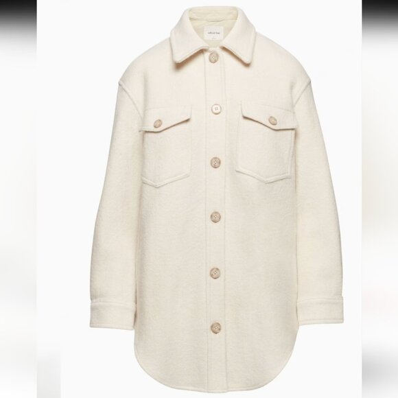 Women's Bluenotes Off-White Button-Up Sherpa Oversized Jacket - Size M - Picture 2 of 6